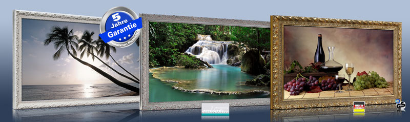 infrarot bildheizungen im stilrahmen goldfarben, silberfarben, antik weiß